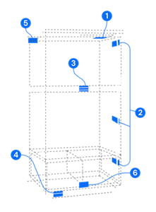 An illustration of a Top Freezer refrigerator, with numbers showing the possible model number label locations on it.